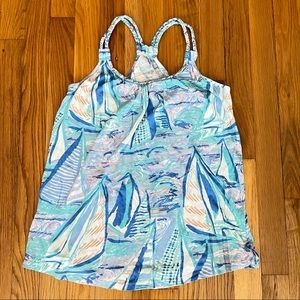 Lilly Pulitzer sailboat top Navy Teal Aqua Lavender Gold